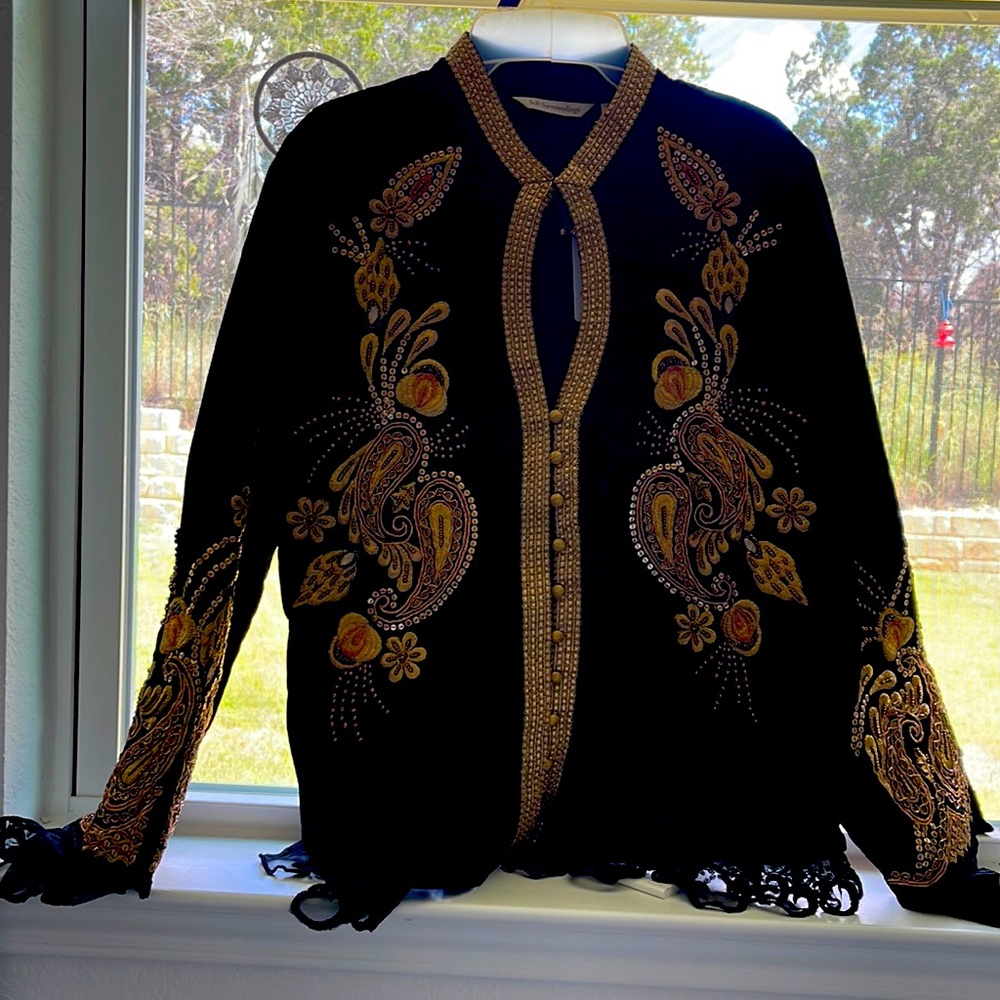 Black Velvet Saree Blouse with HandworkNWT